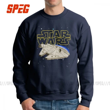 

Star Wars Millenium Falcon Squared Men's Sweatshirts Novelty Pure Cotton Crew Neck Pullover Hot Sale Hoodies Tops