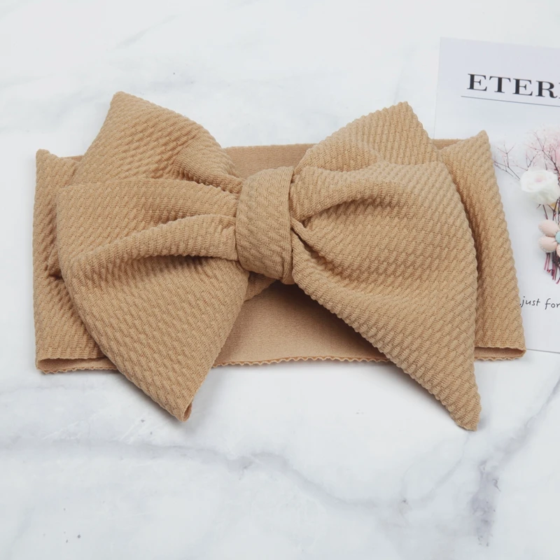 khaki Baby headband Newborn Corn Grain Big Bow girls Headbands Wide Hairbands Turban HeadWrap hair band children girl Hair Accessories - Цвет: khaki