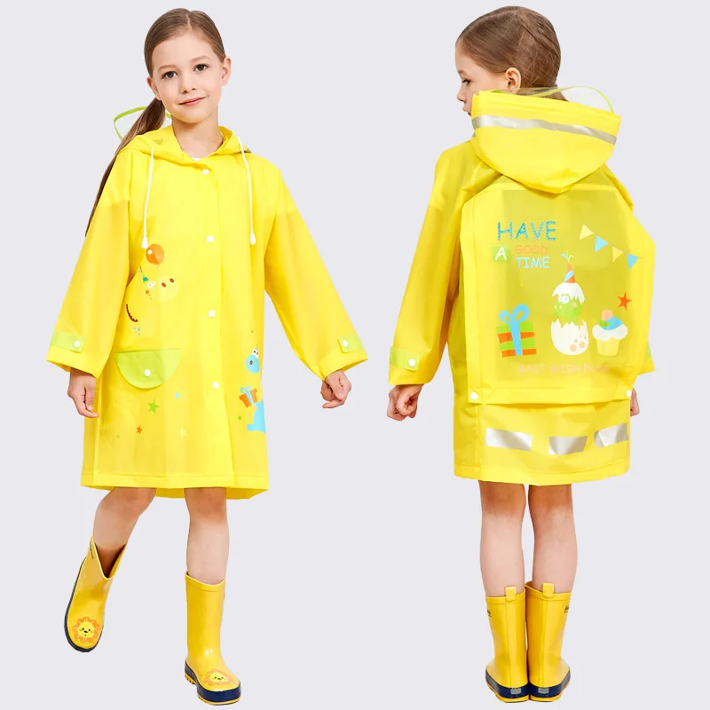 A-yellow Детские плащи с милым медвежонком; Модная одежда для дождливой погоды с принтом; экологичный плащ без запаха для детей; плащ для мальчиков и девочек - Цвет: A-yellow