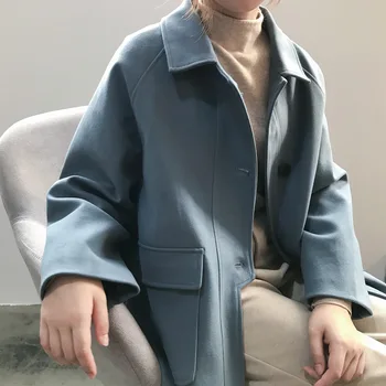 

2019 New Fashion Women Woolen Jacket Autumn And Winter Long Coat Women Coat Suit #0538