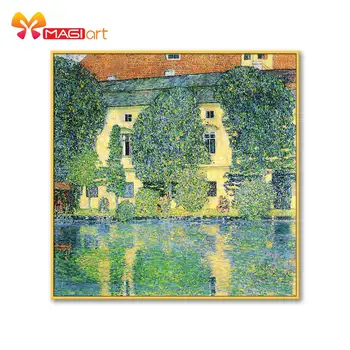 

Cross stitch kits Embroidery needlework sets 11CT water soluble Canvas Patterns 14C Landscape Green reflection -NCMS131