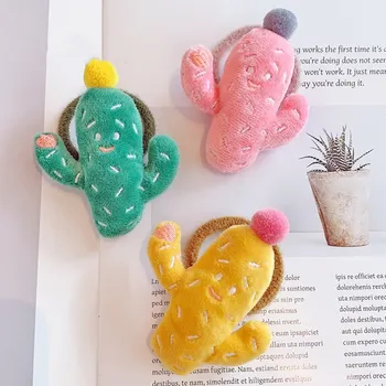 

15pcs Fashion Cute Stuffed Cactus Hair Ties Cartoon Elastic Hair Ties Rubber Bands Princess Headwear Girls Hair Accessories