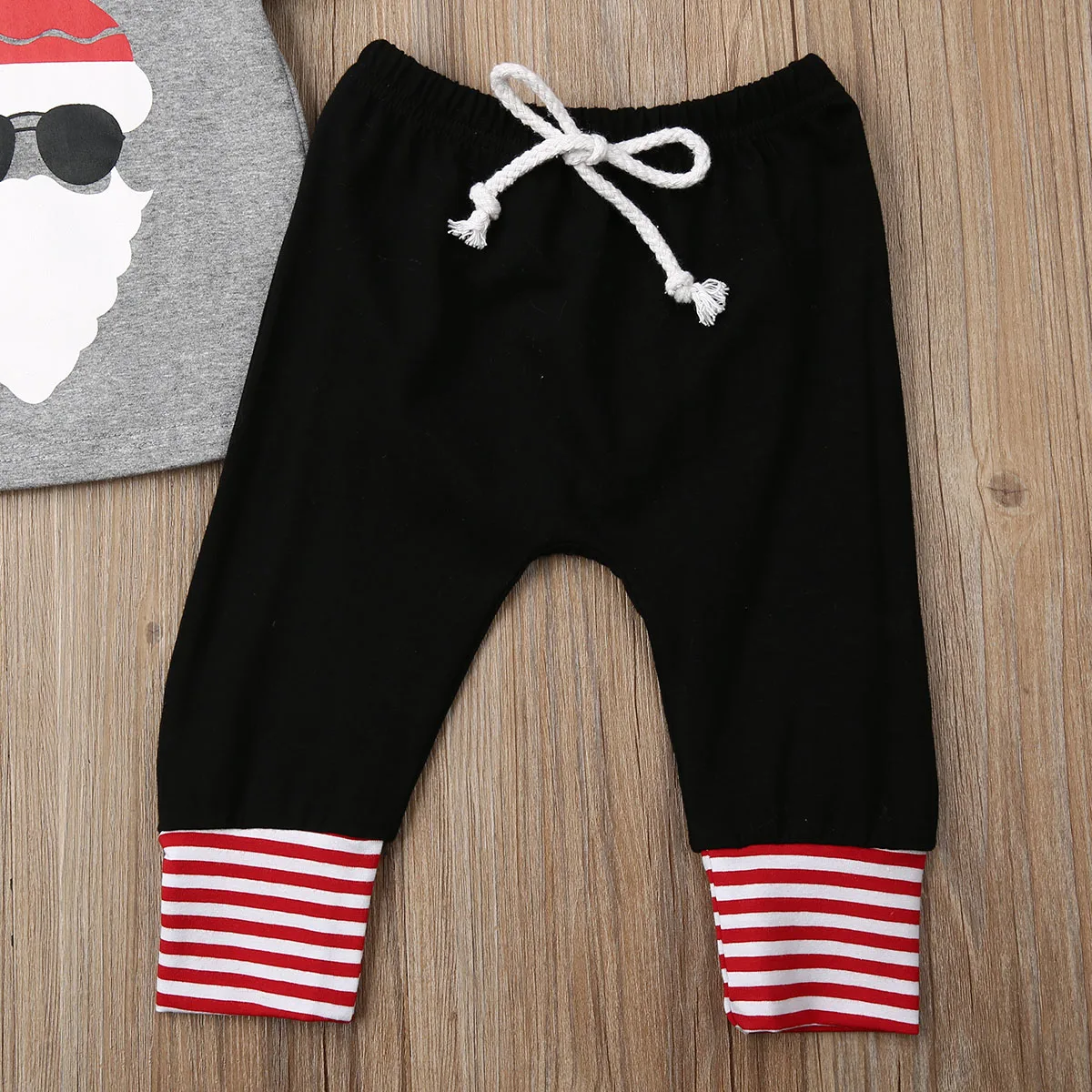 Летняя Рождественская обувь для малышей Рождественская одежда топ с Санта-Клаусом+ штаны комплект рождественской праздничной одежды