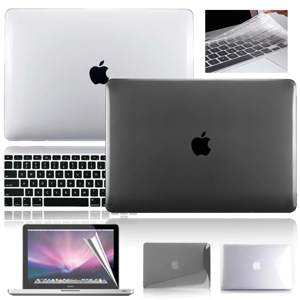

New PVC Laptop Case for Apple MacBook Air Pro Retina 11 12 13 15 Inch + Keyboard Cover + Laptop Screen Protector Crystal Series