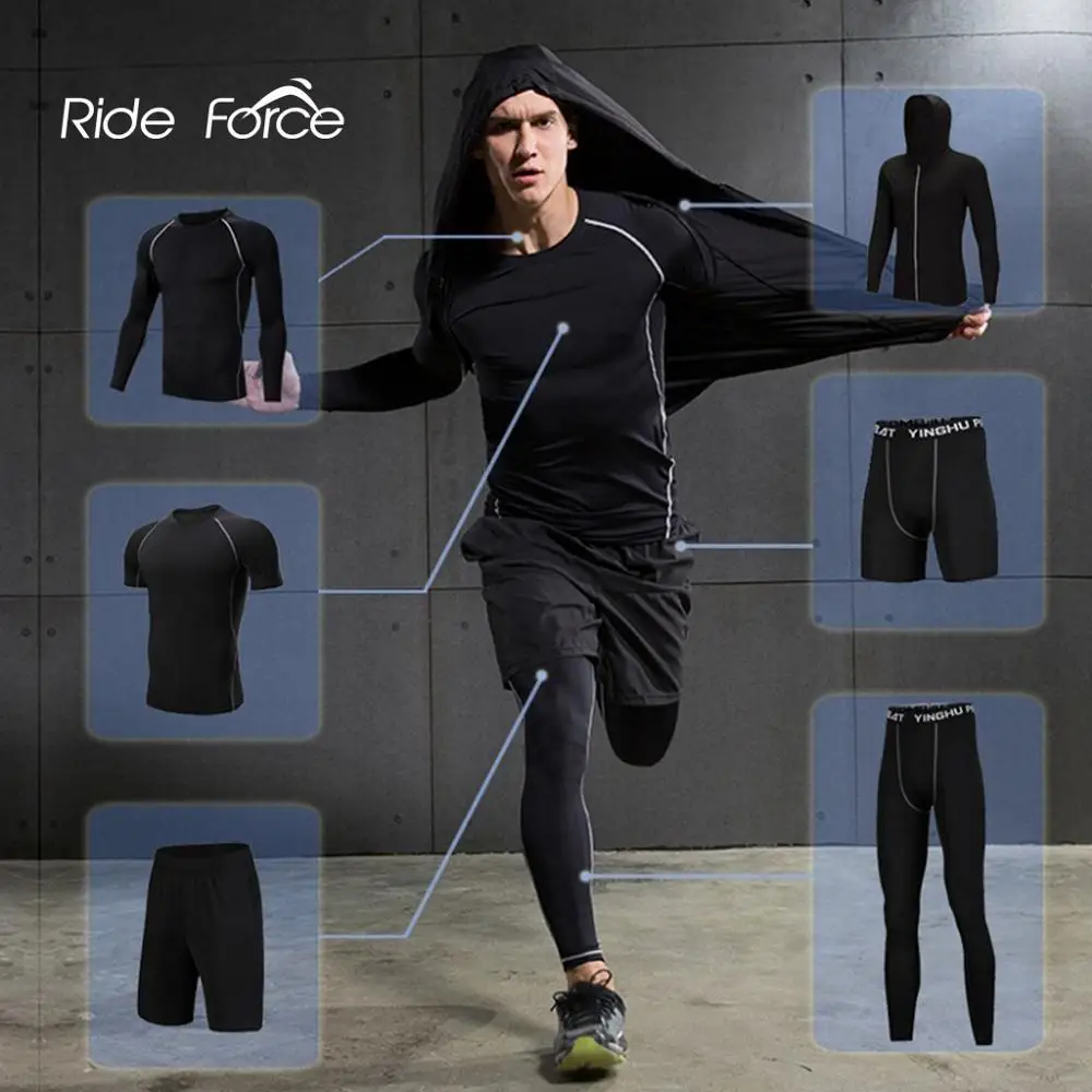 Tracksuit Compression Fitness-Clothes Workout-Tights Training Jogging Exercise Gym Mens