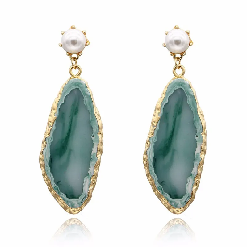 6Vintage Blue Pink Stone Resin Earrings Big Long Drop Earrings For Women Statement Jewelry Pendientes Mujer Moda 2019 Ohrringe (6)