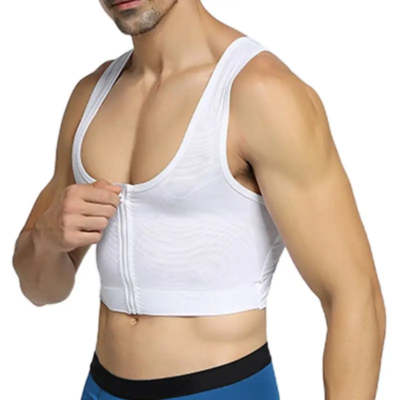 Мужской сетчатый Быстросохнущий Топ, Корректирующее белье на молнии, моделирующий жилет для похудения, компрессионная майка с перекрестной спинкой, колготки