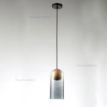 

Nordic creative restaurant pendant lights living room dining room bedside bedroom solid wood single head glass pendant lamps