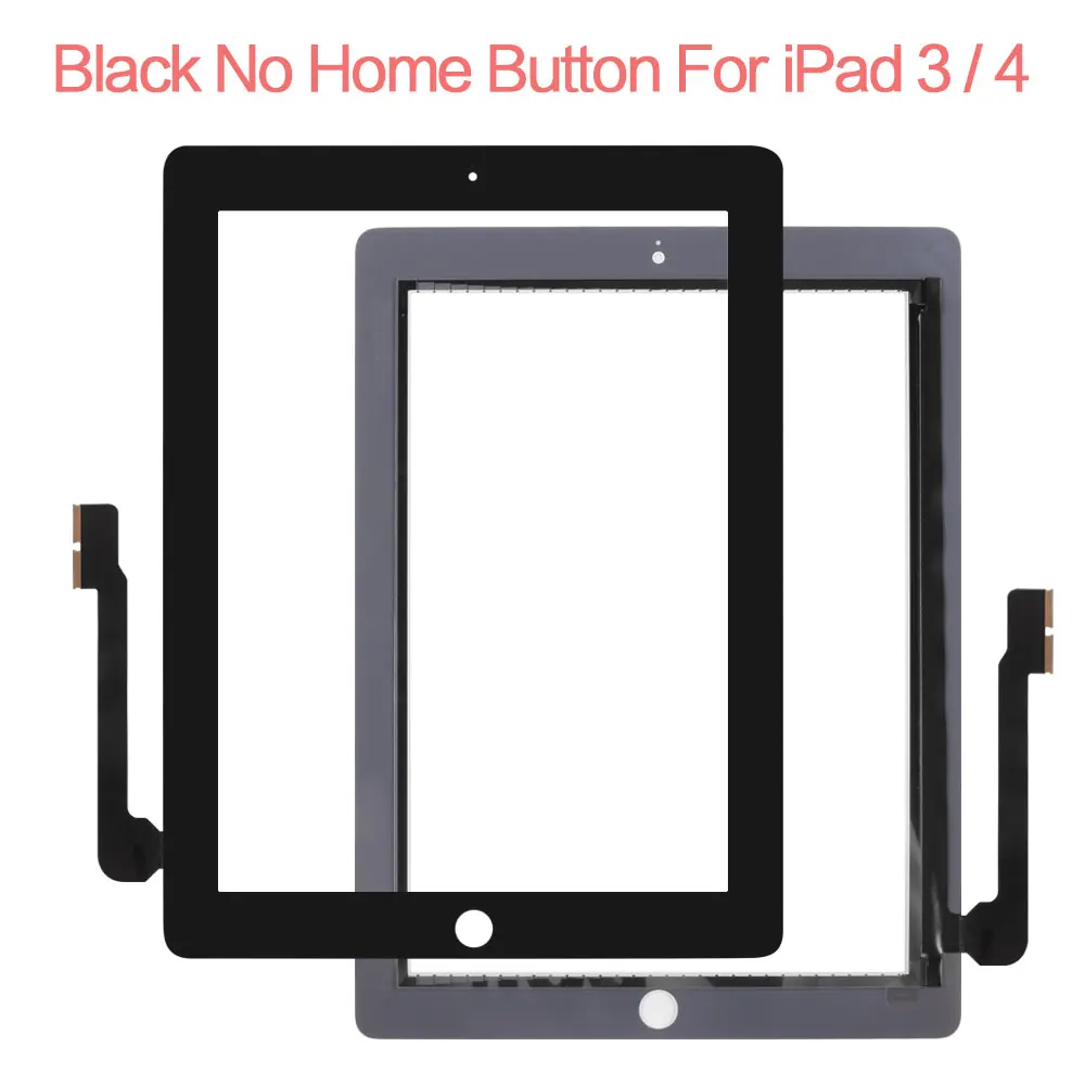 Для iPad 3 Touch iPad 4 сенсорный экран для iPad3 iPad4 A1416 A1430 A1403 A1458 A1459 A1460 сенсорный экран дигитайзер стеклянная панель сенсор - Цвет: Black no Button