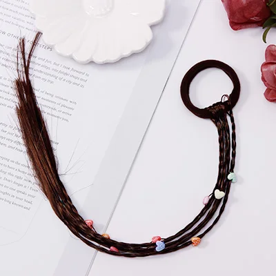 dark brown heart Милый цветок мяч Сердце Волосы Эластичный головной убор кольцо аксессуары держатель резинки для волос девушки парик резинка для хвоста ленты - Цвет: dark brown heart