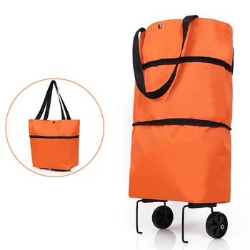 

Folding Shopping Pull Cart Trolley Bag with Wheels Foldable Shopping Bags Grocery Food Organizer Vegetables Bag