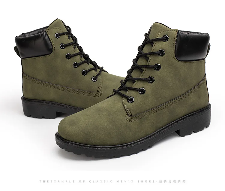 Зимние ботинки мужская обувь популярные теплые зимние ботинки на меху рабочая обувь Мужские ботинки в военном стиле из искусственной кожи на шнуровке для мужчин размера плюс