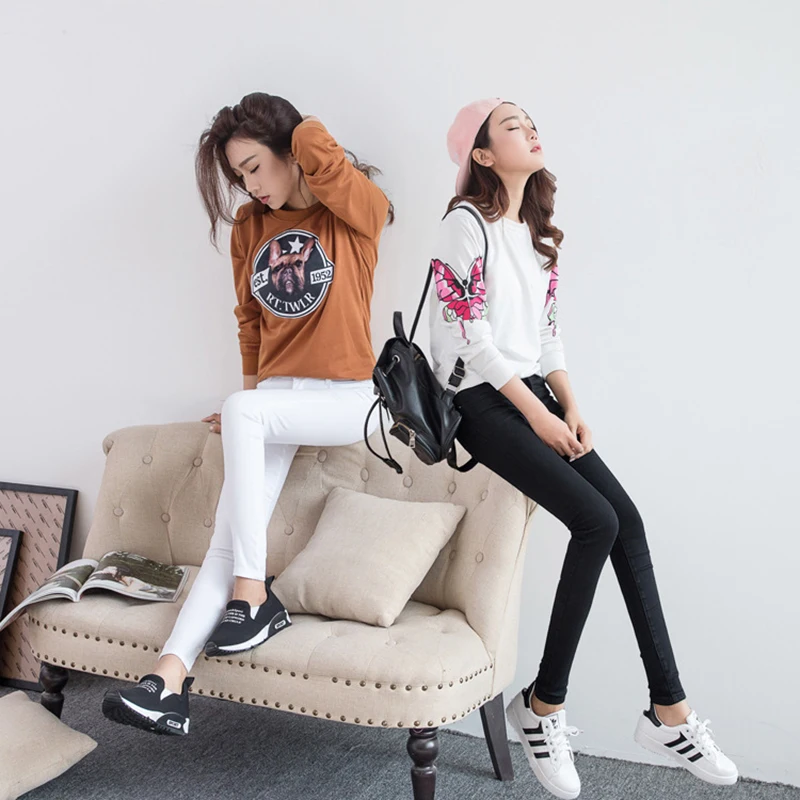 

2019 European and American Women's Autumn Large Size Women's Korean Version Of The Stretch Slim Thin Feet Pencil Denim Trousers