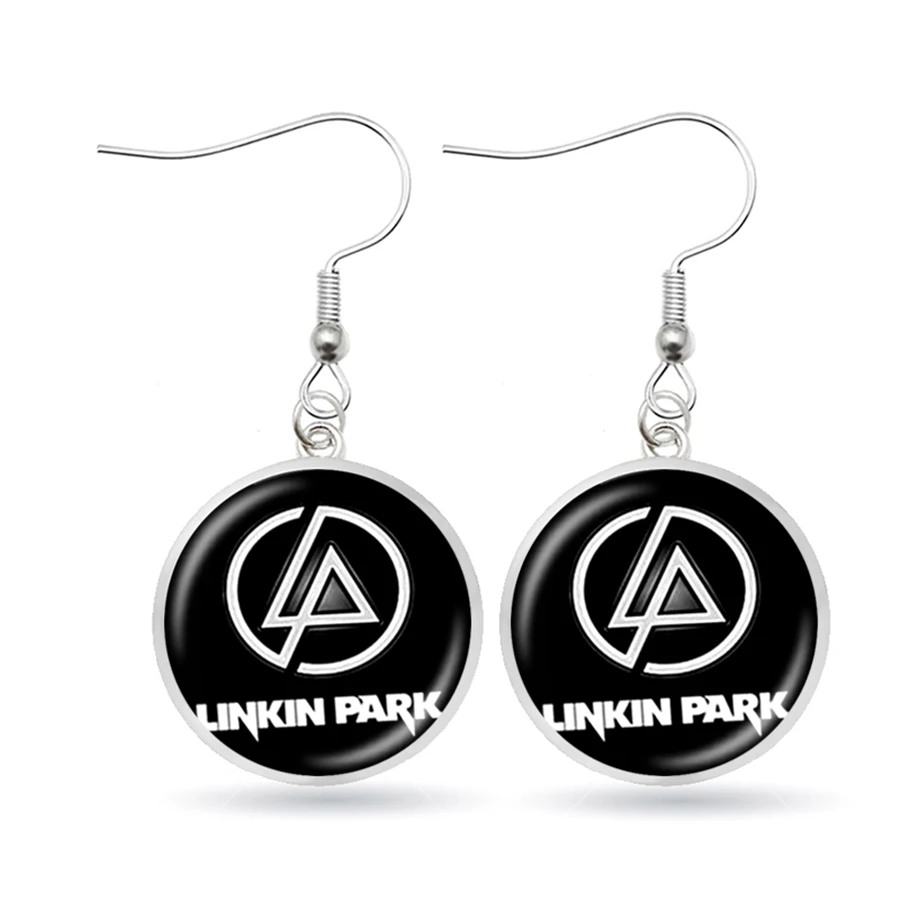 Прямая поставка Linkin Park серьги знак рок-группы висячие стеклянный кабошон