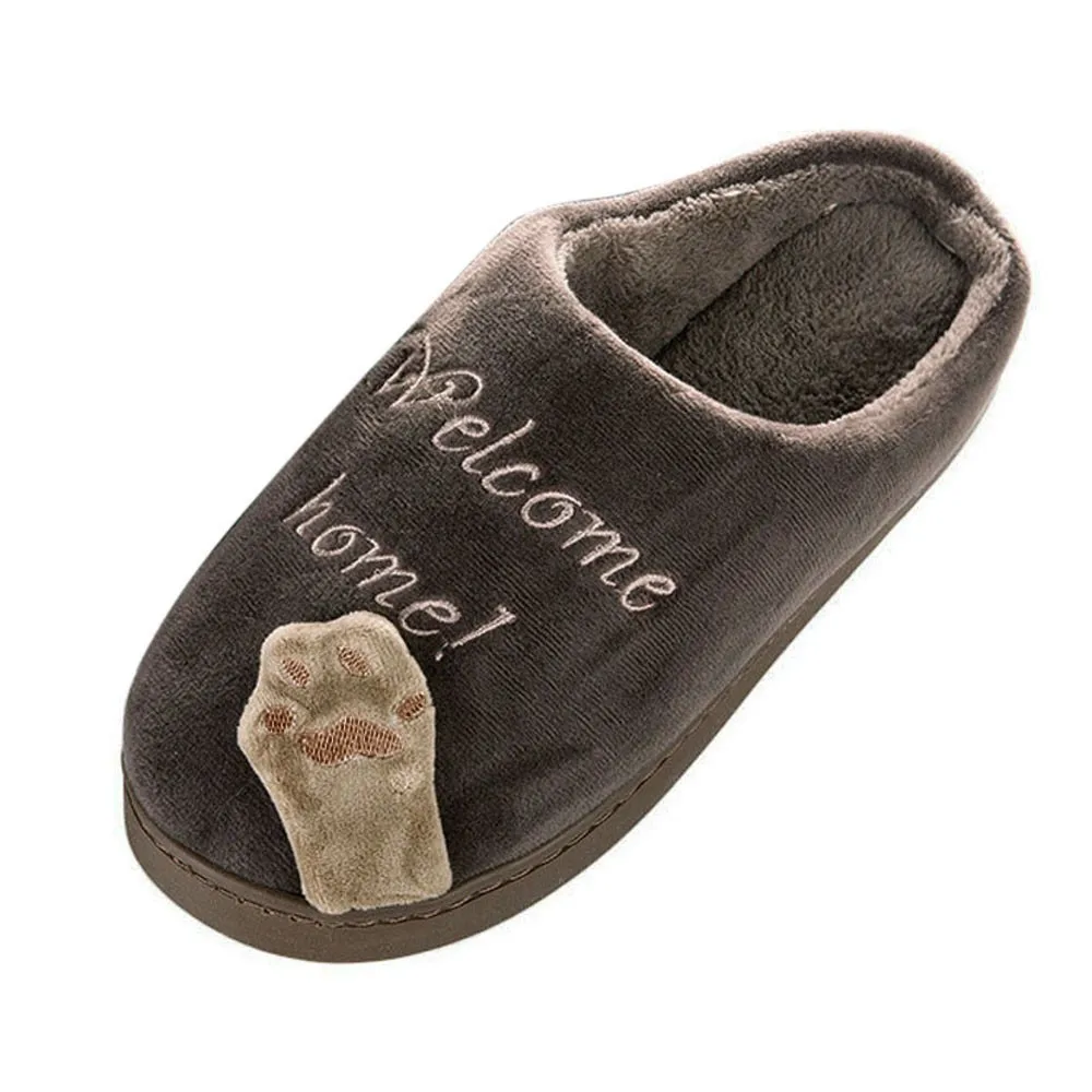 Для мужчин тапочки; зимняя домашняя обувь Для мужчин тапочки с котом из мультфильма обувь на нескользящей подошве; теплые внутри помещения Спальня пол обувь Zapatilla casa hombre# A20 - Цвет: coffee