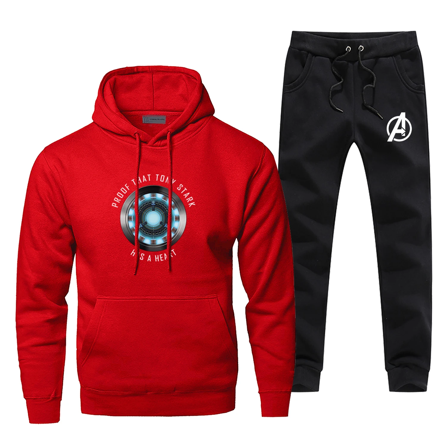 I Love You 3000, толстовки и штаны, комплекты для мужчин, Мстители, Железный человек, Тони Старк, спортивный костюм, 2 предмета, брюки и футболка, спортивная одежда, осенний комплект - Цвет: Red