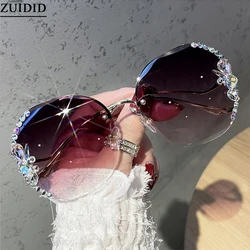New Rimless Sunglasses Tide Sunglasses Women Fashion Glasses Moda Mujer Diamond Inlay Lunette De Soleil Femme Zonnebril Dames