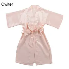 Кимоно с цветочным рисунком для девочек, халат, детская одежда для сна, детский халат, свадебное платье, цветочный шелк, атласное Ночное платье, 4 размера, новое детское платье