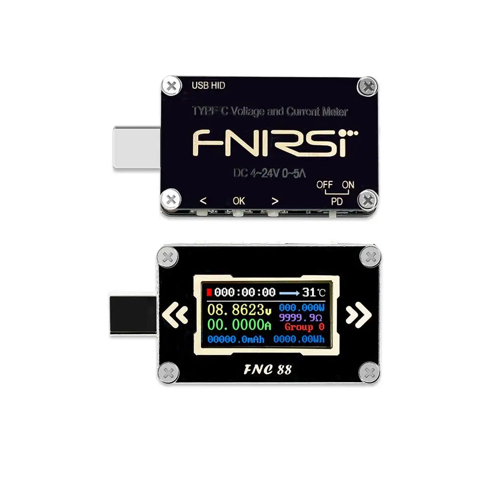 

FNC88 HD Display Color Screen PD Fast Charging Detection Type-C Voltage Ammeter Capacity Temperature Measurement Tester