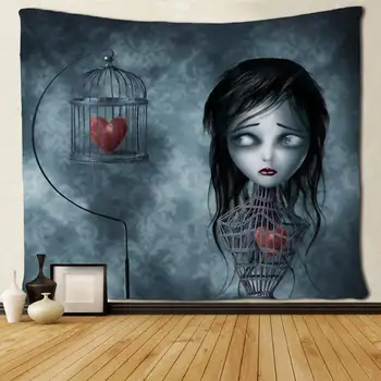 

Goth Women Cage Love Tapestries Wall Hanging