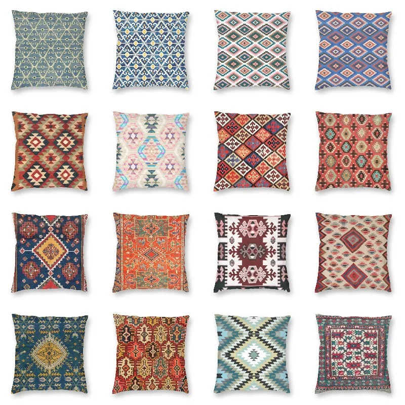 

Antique Bohemian Geometric Kilim Throw Pillow Case Home Decor Square Persian Ethnic Rug Cushion Cover 45x45 Pillowcover for Sofa