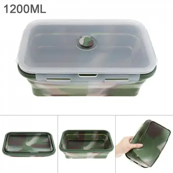 

Portable Rectangle Silicone Scalable Folding Lunchbox Bento Box with Silicone Sealing Plug for - 40 Centigrade ~ 230 Centigrade