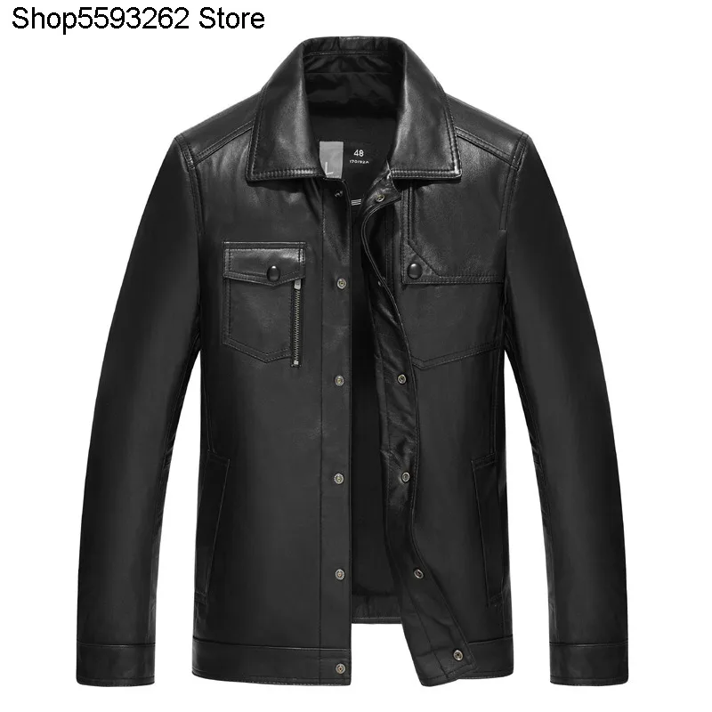

Haining Genuine Leather Leather Coat Male Head Layer Cowhide Short Money Lapel Leather Jacket American Style Leisure Youth Slim