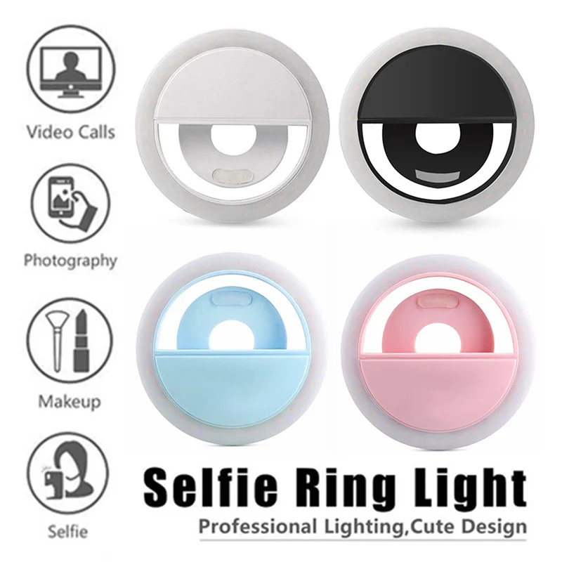 

Portable LED Camera Selfie Mobile Phone Clip Lens Led Ring Light Luminous Ring Light For Photo Camera Well Smartphone Beauty