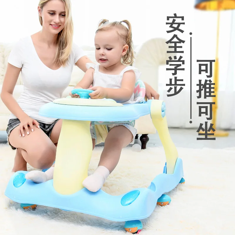 

Free Shipping Baby Child Walker 6/7-18 Months Multi-function Baby Girl Child Push Can Sit Folding Baby Walkers with wheels