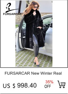 FURSARCAR новые модные женские зимние настоящие меховые шапки и шаль для женщин подлинный натуральных мех зимние Роскошные пальто с поясом