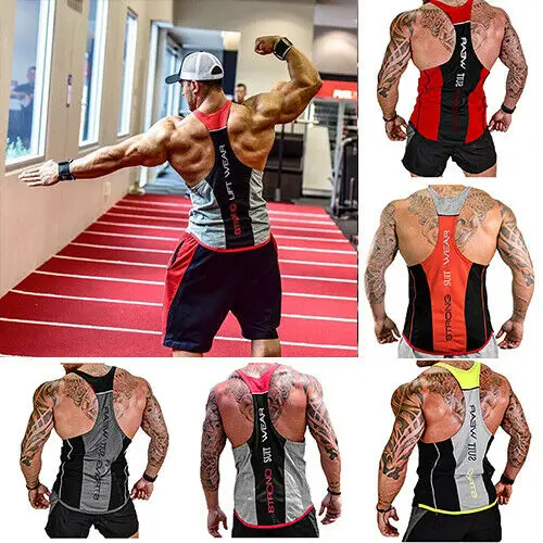 Bodybuilding Top Gym Stringer Workout Vest Singlet Men Fitness Hulk Yellow S