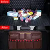 New PU leather Car Rear Seat Back Storage Bag Multi-use Car Trunk Organizer Auto Stowing Tidying Auto Interior Accessories ► Photo 3/6