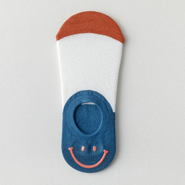 3 Pairs Of Cotton Women's SocksWomen's Casual Cartoon Harajuku Silicone Non-slip Invisible Funny Smiley Girl And Ankle Socks 3Pairs