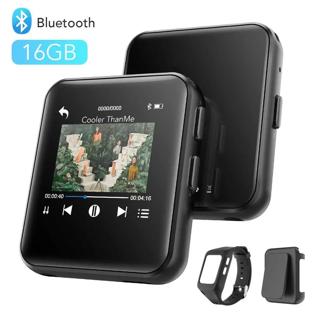 MP4 плеер Bluetooth 4,2 с зажимом 8 ГБ/16 ГБ сенсорный экран HiFi металлический видео плеер с fm-радио, Диктофон мини MP4 плеер