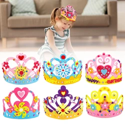 Juego de manualidades con forma de corona para niños, colorido juguete hecho a mano, creativo, con patrones de categoría, decoración artística para fiesta de guardería