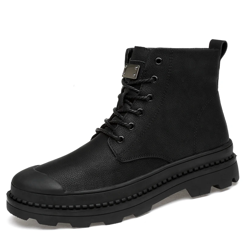 

Couples Drop shiping Winter Lace-up Boots Shoes Men's Leather Work Boots Black Brown White Camel Male Snow Ankle Unisex %H89550
