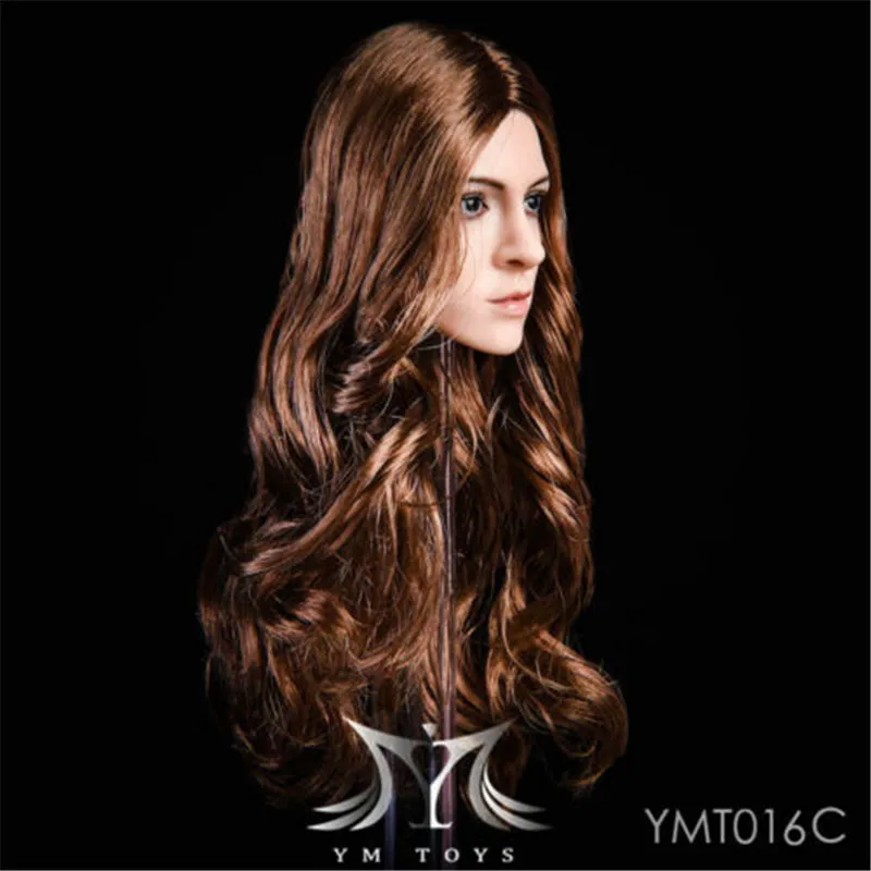 1/6 шкала ymttoys ymt016cженская Красота Девушка голова лепить с длинными коричневыми локонами волосы