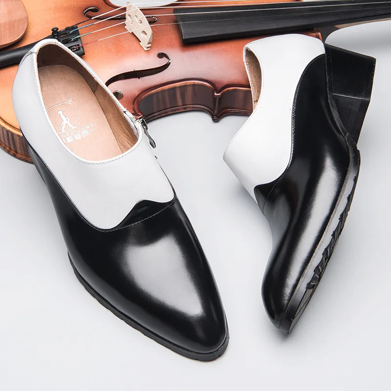 

New Style Men Cowhide Pointed-Toe High Heel Shoes England Business Casual Leather Shoes Mixed Colors Cowhide MEN'S SHOES Fashion