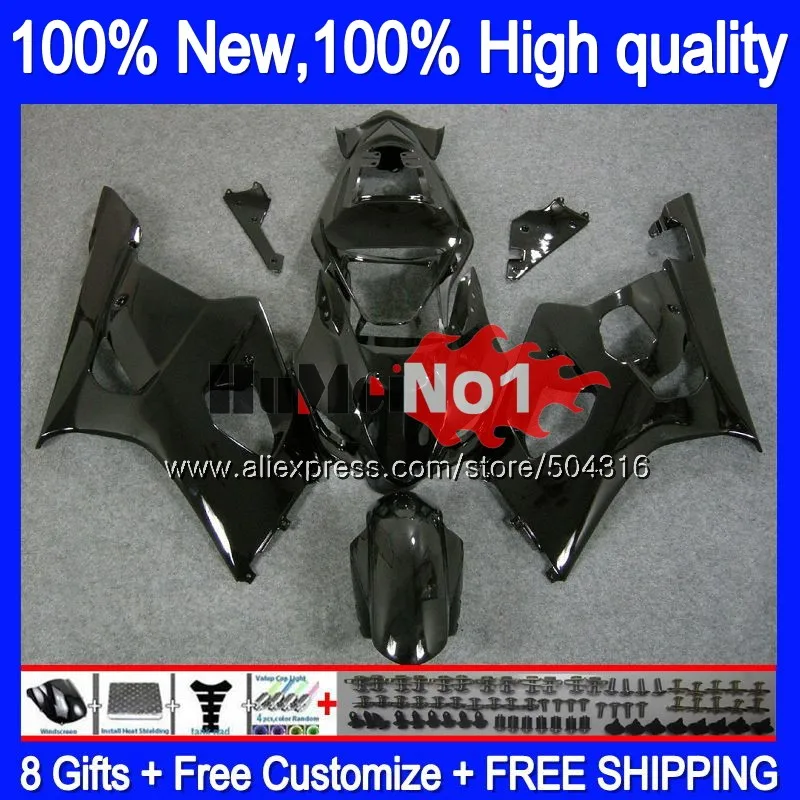 Корпус для SUZUKI GSXR-1000 1000CC GSXR1000 K2 черный глянец 20MC. 52 GSX-R1000 GSX R1000 03 04 K3 GSXR 1000 2003 2004 03 04 обтекатель