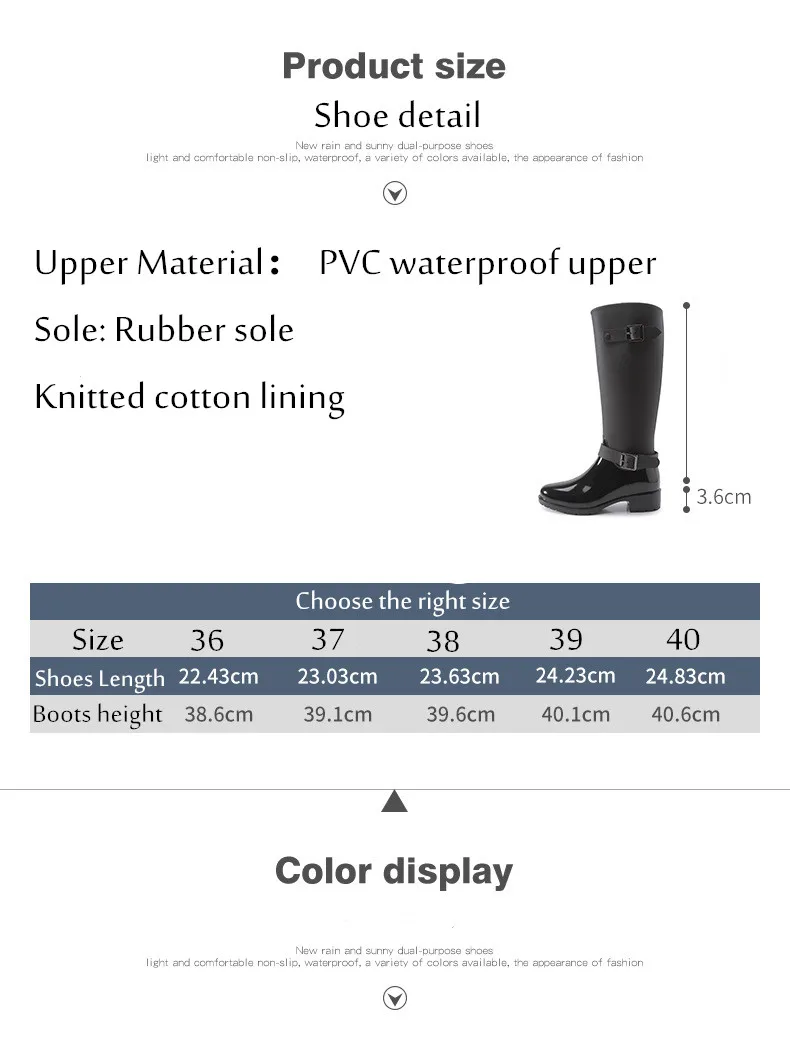 Женские резиновые сапоги; водонепроницаемые высокие сапоги В рыцарском стиле; сапоги для верховой езды на каблуке в стиле панк; сапоги без застежки; женские резиновые сапоги; большой размер 40