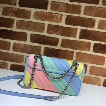 

High quality famous brand Luxury and elegance most popular designers 2020 women Rainbow color chain handbag bag
