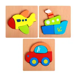 Мультяшный автомобиль серии Массивный деревянный пазл Набор Обучающие игрушки для детей мультфильм ребенок раннего обучения игрушка #40