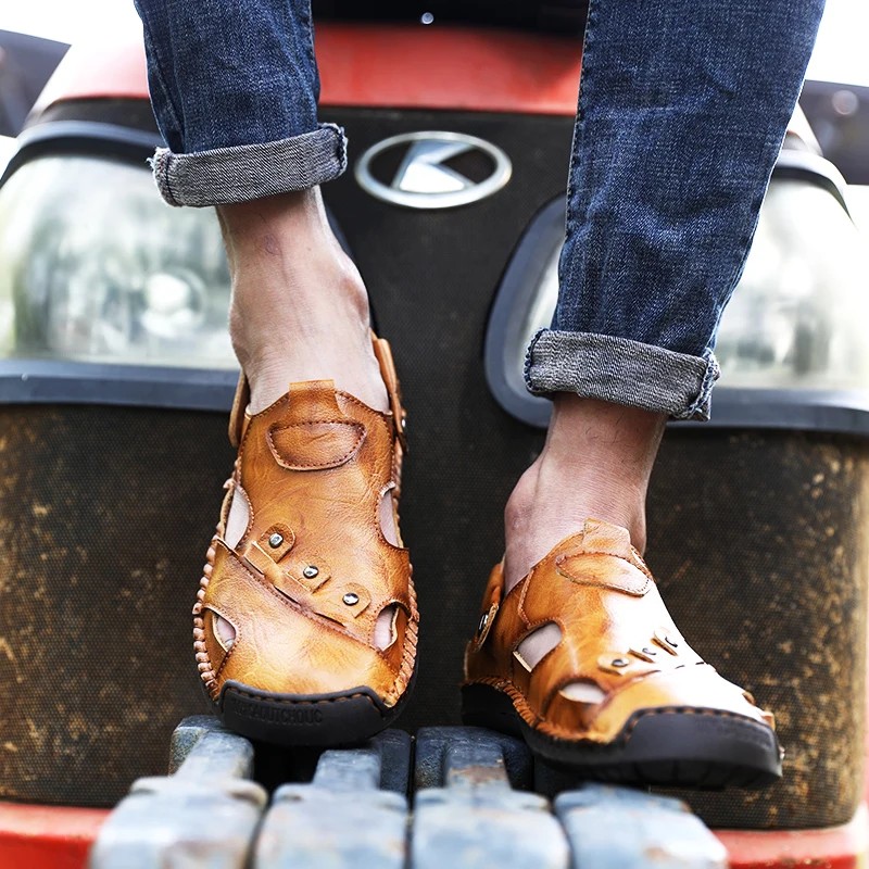 native flat slip on with leather straps