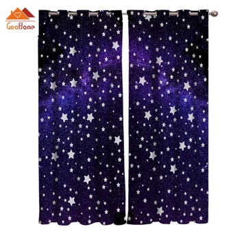 

Beautiful Starry Purple Window Curtains Living Room Outdoor Fabric Drapes Curtain Home Decor