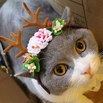 

Pet Antlers Headband Holiday Christmas Halloween Hat Costume for Dogs Cats Hair Accessories