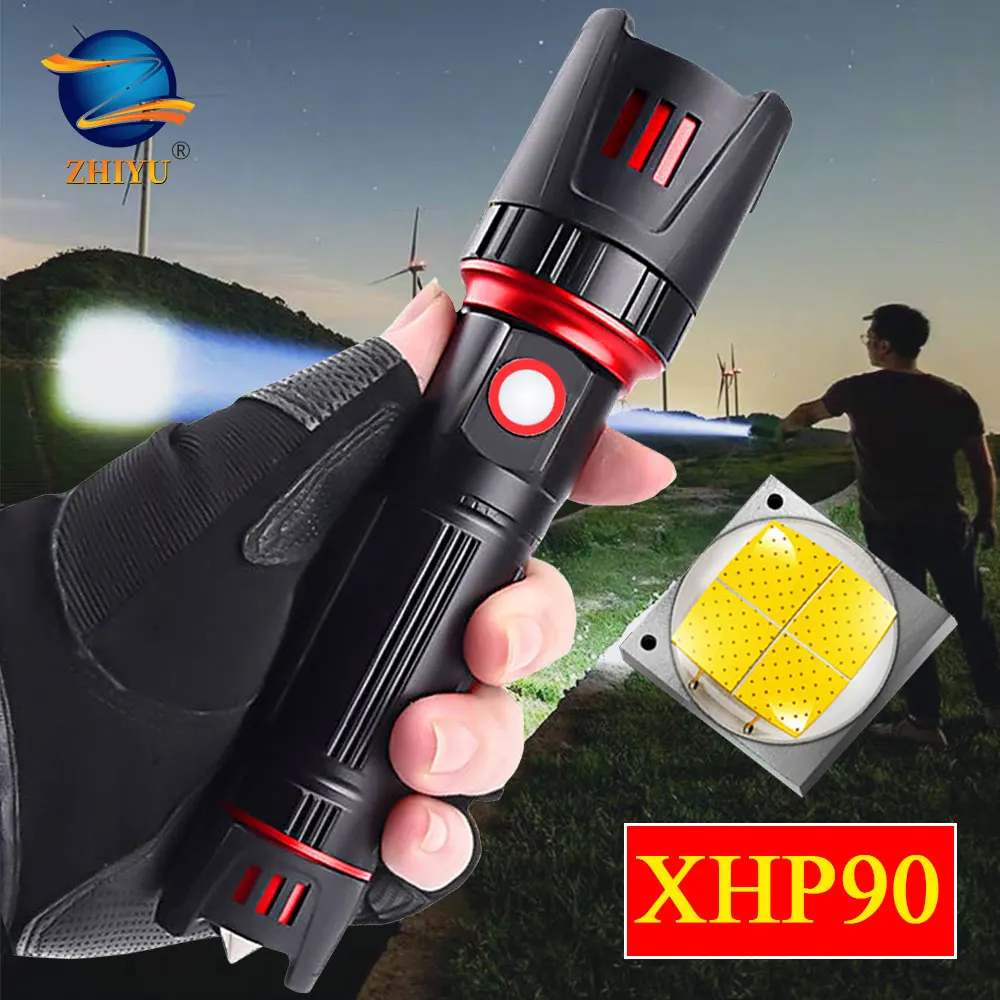 Светодиодный фонарик ZHIYU XHP90 мощный супер яркий фонарь с зумом фонасветильник USB
