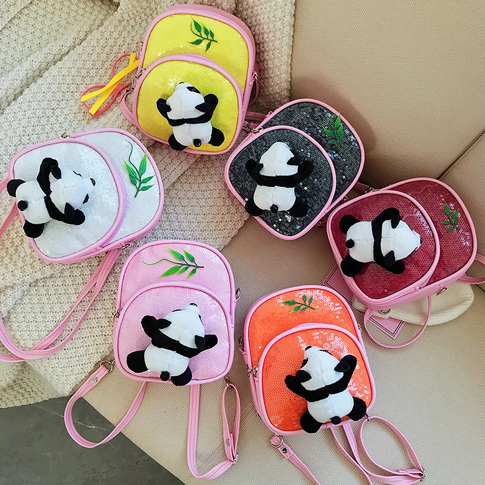 Best Fashion Children Kids Lovely Sequin Backpack School Bag Rucksack Kindergarten Boys Girls Cute Cartoon Panda Backpack