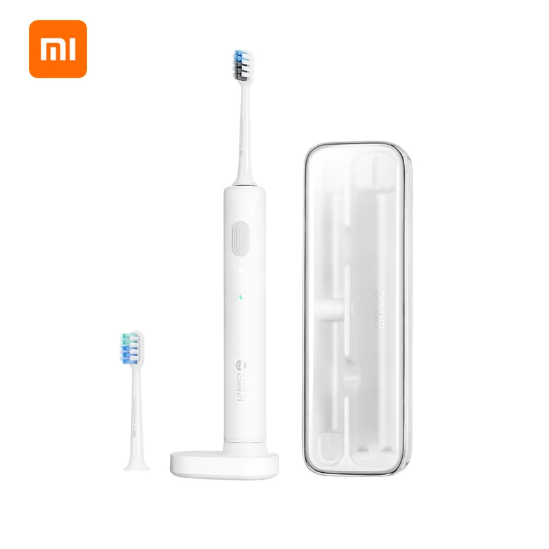 Xiaomi Mijia электрическая зубная щетка Водонепроницаемая беспроводная перезаряжаемая Портативная звуковая зубная щетка для путешествий с подарочной коробкой Рождественский подарок - Цвет: White