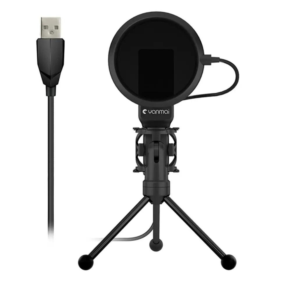 USB Microphone Mic With Stand Tripod Audio Recording For Computer PC Phone Desktop Computer Game Recording Condenser Microphone