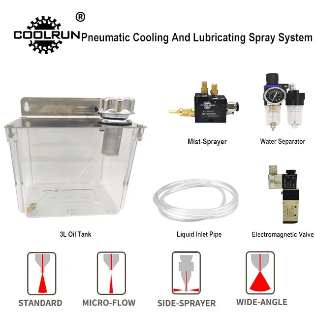 CNC Machine Tool Pneumatic Sprayer Water Pipe Oil Pump Lubrication System Low Pressure Water Spray Transparent 3L Oil Tank Package 7